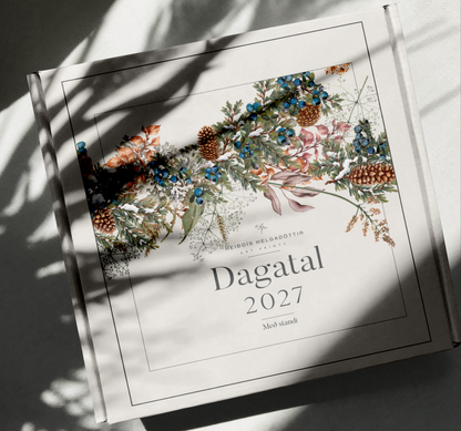 Dagatal með standi 2027 **FORPÖNTUN - FORSÖLUVERÐ - dagatalið verður afhent í nóvember**