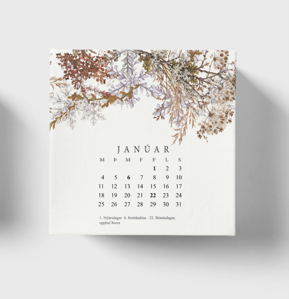 Dagatal með standi 2027 **FORPÖNTUN - FORSÖLUVERÐ - dagatalið verður afhent í nóvember**