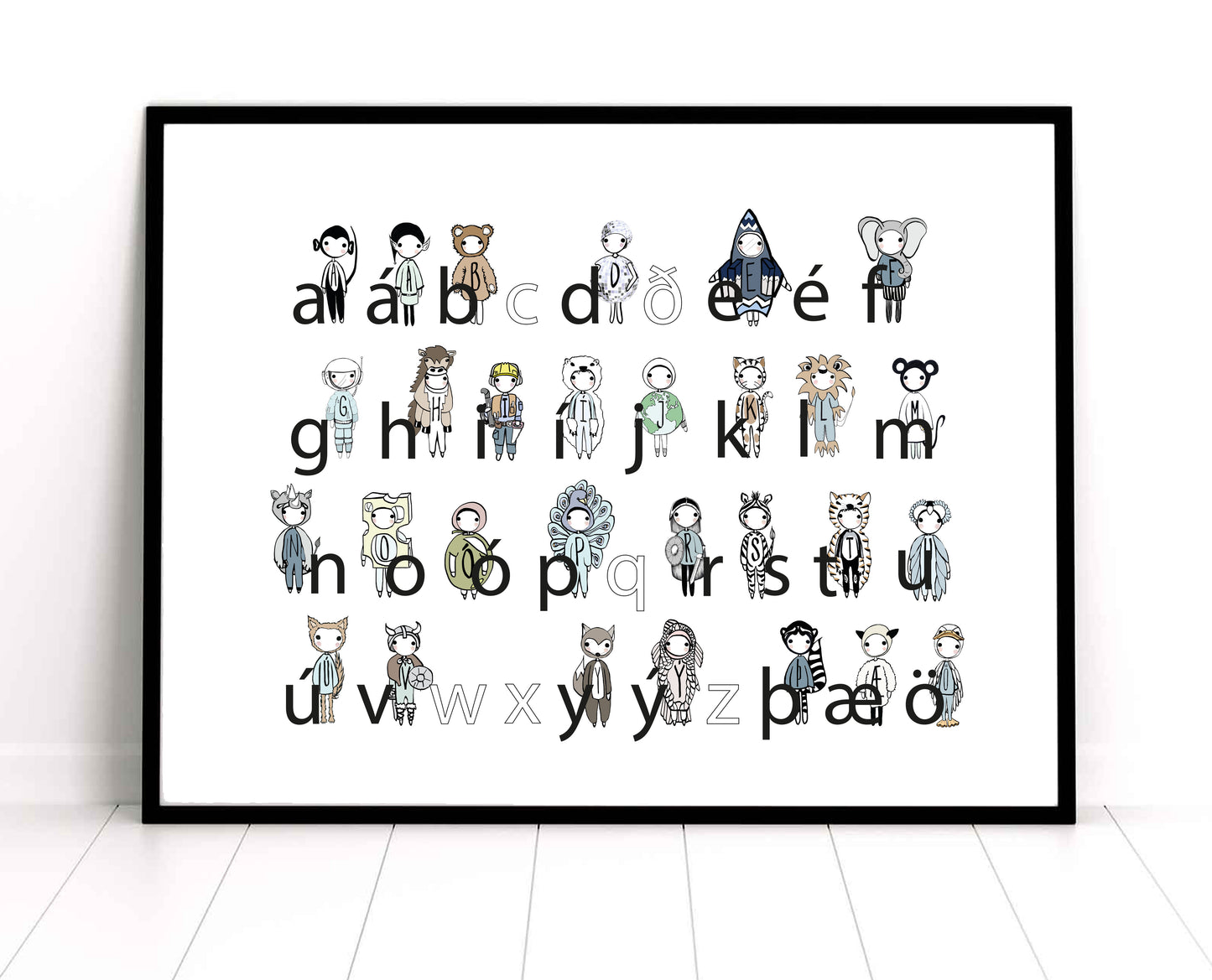 ABC - Blátt 40x50 cm