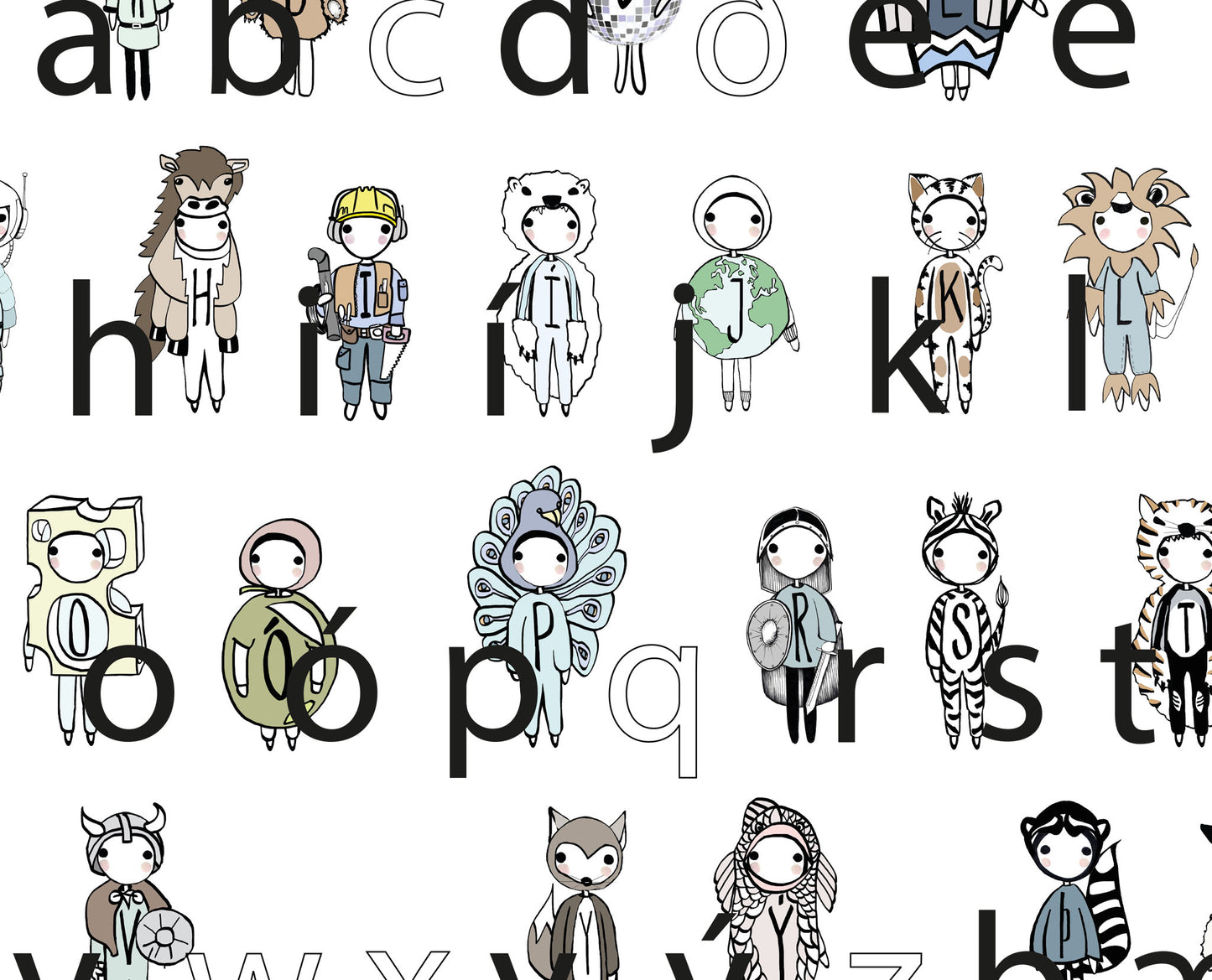 ABC - Blátt 40x50 cm