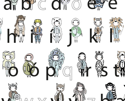 ABC - Blátt 40x50 cm